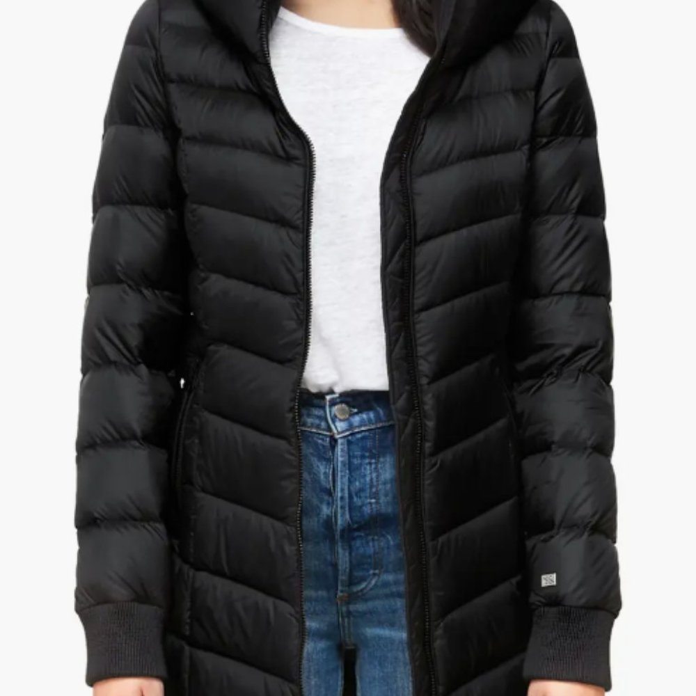 Soia & Kyo Black Hooded Down Puffer Coat Size XL